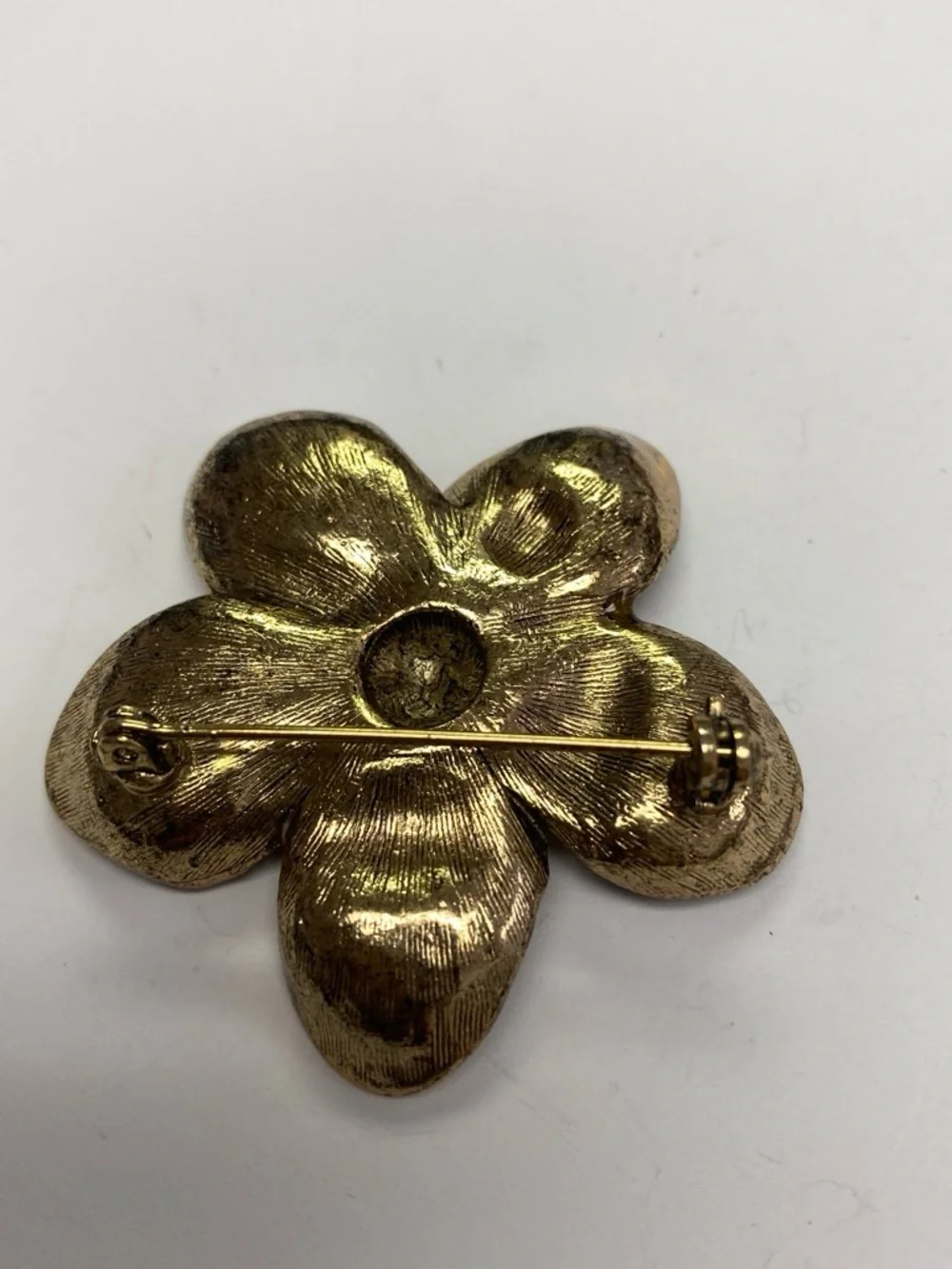 Floral Statement Brooch in Red and Gold